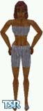 Sims 1 — Zenalisa by Kerryann — Zenalisa is wearing a gray/purple shorts and halter top, with matching shoes. Dark skin