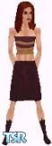 Sims 1 — Janeka by Kerryann — Dark maroon and beige halter top, with matching dark maroon skirt and boots. Available in