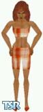 Sims 1 — Makeva by Kerryann — Orange and white checked shorts and halter top, with orange shoes. Available in all 3 skin