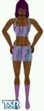 Sims 1 — Hosanna by Kerryann — Purple and blue mini skirt and top, with purple boots. Dark skin only and head not