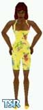 Sims 1 — Elijah by Kerryann — Bright yellow all in one hawaiian shorts outfit, with matching shoes. Dark skin only and