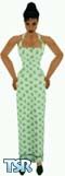 Sims 1 — Nydia by Kerryann — Nydia is wearing a long light green dress, with dark green small flowers and dark green