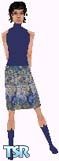 Sims 1 — Gyna by Kerryann — Gyna is wearing a nice casual blue, green and beige floral skirt, with blue top and boots.