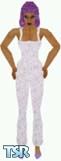 Sims 1 — Chitquita by Kerryann — Chitquita is wearing a white and purple all in one pants outfit and purple shoes. Medium