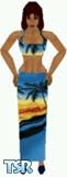 Sims 1 — Caprice by Kerryann — Hawaiian design skirt and bra top, with navy blue shoes. Medium skin only and head not