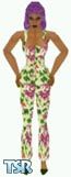 Sims 1 — Chotella by Kerryann — Yellow, green and pink floral all in one pants outfit, with green shoes. Medium skin only