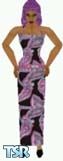 Sims 1 — Anitra by Kerryann — Black, pink, purple and green long pattern dress and black shoes. Medium skin only and head