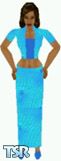 Sims 1 — Ceharra by Kerryann — Long aqua and blue skirt with matching jacket and blue top and shoes. Medium skin only and