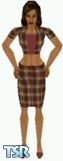 Sims 1 — Lacrecia by Kerryann — Blue, beige and brown checked skirt and jacket and brown top and shoes. Medium skin only