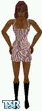 Sims 1 — Telma by Kerryann — Pink/silver mini dress, with flower deisgn and black boots. Dark skin only and head not
