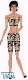 Sims 1 — Josie by Kerryann — Black, green, blue and purple floral shorts and bra top, with black shoes. Light skin only