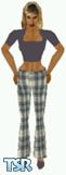 Sims 1 — Nomadic by Kerryann — Gray, white and blue checked pants, with matching gray top and shoes. Medium skin only and