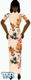 Sims 1 — Martha by Kerryann — Beige, orange, pink and gray floral dress, with black shoes. Available in all 3 skin tones