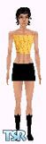 Sims 1 — Cyerra by Kerryann — Yellow knitted halter top, with black mini skirt and boots. Available in all 3 skin tones.