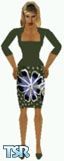 Sims 1 — Labertha by Kerryann — Green, blue and white flower skirt, with green top and shoes. Medium skin only and head