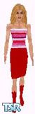 Sims 1 — Carma by Kerryann — White, red and pink stripe top, with red skirt and boots. Available in all 3 skin tones and