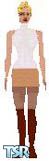 Sims 1 — Christie by StarSwirl — Christie is wearing a cute beige mini-skirt with a white turtleneck top. To top off the