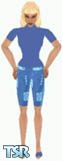 Sims 1 — Alisa by Kerryann — Blue and aqua pattern knee length shorts and blue top and shoes. Light skin only and head