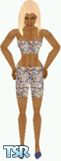Sims 1 — Marisol by Kerryann — Mutli color shorts and halter top, with blue shoes. Available in all 3 skin tones and head
