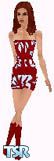 Sims 1 — Alvina by Kerryann — Red and white pattern mini dress, with matching red boots. Available in all 3 skin tones