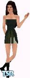 Sims 1 — Adora by Kerryann — Three tone green pattern mini dress, with dark green boots. Available in all 3 skin tones