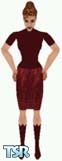 Sims 1 — Berlyn by Kerryann — Maroon pattern skirt, with matching top and boots. Available in all 3 skin tones and head