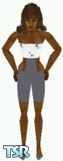 Sims 1 — Jeannie by Kerryann — White halter with gray pattern and matching shorts and shoes. Dark skin only and head not