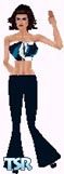 Sims 1 — Peri by Dfinitive — Two tone blue and white pattern halter top, with Navy blue matching bell pants and shoes.