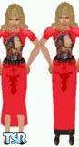 Sims 1 — Dixie 7 by mikejojo — Biker attire, (Dedicated to Indian), Indian Motorcycle shirt, worn with red midi and long