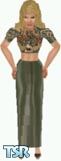 Sims 1 — Dixie 8 by mikejojo — Biker attire, Just for fun, Cameo top with HD wings worn with army green silk skirt