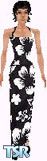 Sims 1 — Lucille by Dfinitive — Black and white floral dress, with black shoes. Light skin only and head not included.