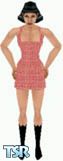 Sims 1 — Adelaide by Dfinitive — Pink and beige pattern mini dress, with black boots. Light skin only.