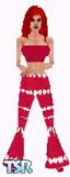 Sims 1 — Emera by Dfinitive — Red and white pattern pants, with red halter top and shoes. Available in all 3 skin tones