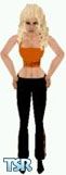 Sims 1 — Grace by Shawny — Orange top with single flame across tummy. Black cotton/poly jeans with flames running down