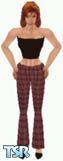 Sims 1 — Fern by Dfinitive — Black and red checked pants with black halter top and shoes. Available in all 3 skin tones