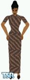 Sims 1 — Zelda by Dfinitive — Dark and light brown zig zag long dress and dark brown shoes. Medium skin only and head not