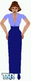 Sims 1 — Zola by Dfinitive — Light blue and dark blue long dress, with matching shoes. Light skin only.