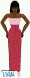 Sims 1 — Nikola by Dfinitive — Long pink sparkle dress, with pink shoes. Dark skin only and head not included.