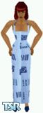 Sims 1 — Zariyah by Dfinitive — Two tone blue pattern dress, with matching shoes. Medium skin only and head not included.