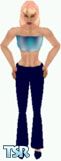 Sims 1 — Kezz174 by Kezz — Navy blue, aqua and white halter top with matching navy blue pants and shoes. Great for