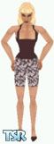 Sims 1 — Julee by Dfinitive — Brown and beige floral shorts, with brown top and shoes. Light skin only and head not