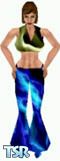 Sims 1 — Blue Thunder by Garvinash — Blue flares and a gold tank top. Party skin or danger skin, who knows.