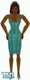 Sims 1 — Dashell by Dfinitive — Green/Aqua knee length dress, with matching shoes. Dark skin only and head not included.