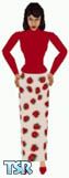 Sims 1 — Kezz120 by Kezz — Red and beige long dress with strawberries and matching slip on shoes. Great for a winters
