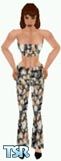 Sims 1 — Bree by Dfinitive — Black, beige and white floral pants and halter top, with black shoes. Available in all 3