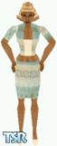 Sims 1 — Lena by Dfinitive — Green, beige and white floral design skirt and jacket with beige top and shoes. Medium skin