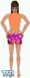 Sims 1 — Jayne by Dfinitive — Pink and oranfe floral shorts, with orange top and shoes. Light skin only.