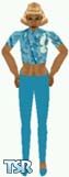 Sims 1 — Candice by Dfinitive — Aqua top with white flowers and aqua pants and shoes. Medium skin only.