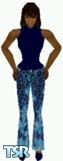 Sims 1 — Beth by Dfinitive — Blue and aqua pattern pants with navy blue top and shoes. Dark skin only and head not
