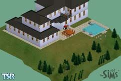 Sims 1 — Moderate Luxury by chandler — Has all the good features. Pool, timber floor, big kitchen and dining room
